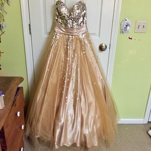 Golden ball gown prom dress